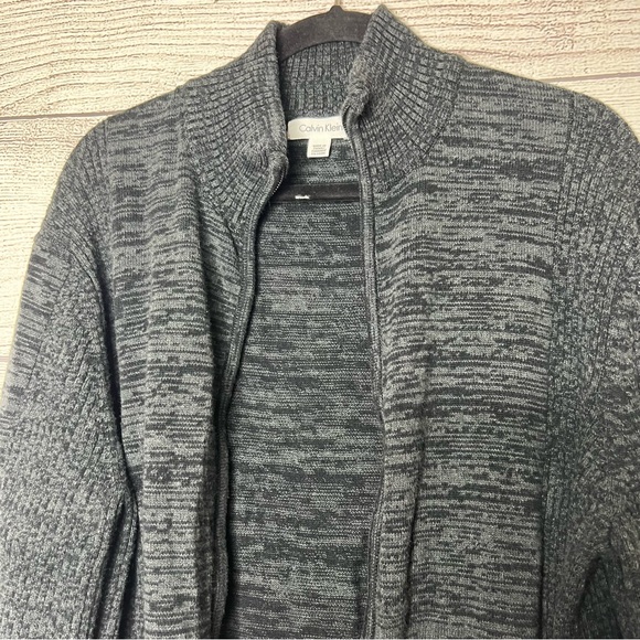 Calvin Klein Charcoal Gray & Black Full Zip Knit SweaterJacket Men’s Size XL - Picture 7 of 10